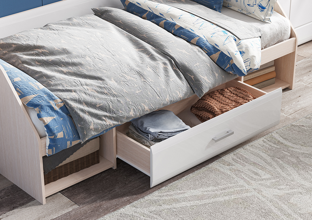 Кровать СИМБА односпальная с ящиком белый 5